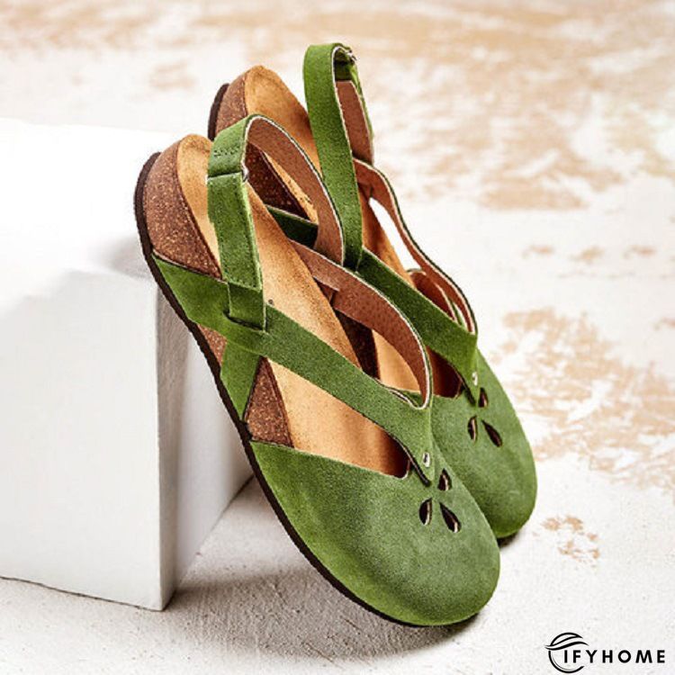 Leather Daily Flat Heel Sandals | IFYHOME