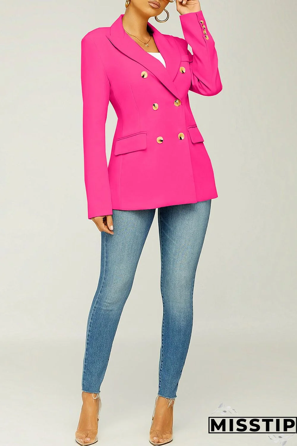 Black Casual Solid Patchwork Turn-back Collar Outerwear