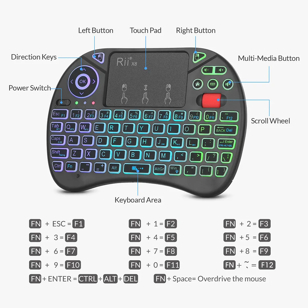 Rii X8BT Wireless Bluetooth keyboard 