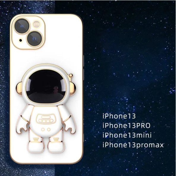 6D Plating Astronaut Hidden Stand Case Cover for iPhone