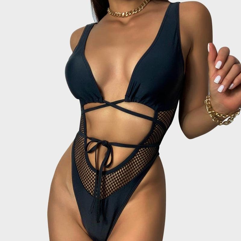 A Dirty Baby Hollow Out Lace Up Swimsuit