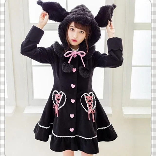 Woolen Long Coat Female Preppy Style Outfit