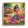 Tulip Garden Beaded Lady Special Shaped 5D DIY Partial Drill Diamond Painting Kits for Adults Beginners Home Decor Diamonds Dots Gem Art Kits Diamond Dots Paintings 11.81 X11.81inch