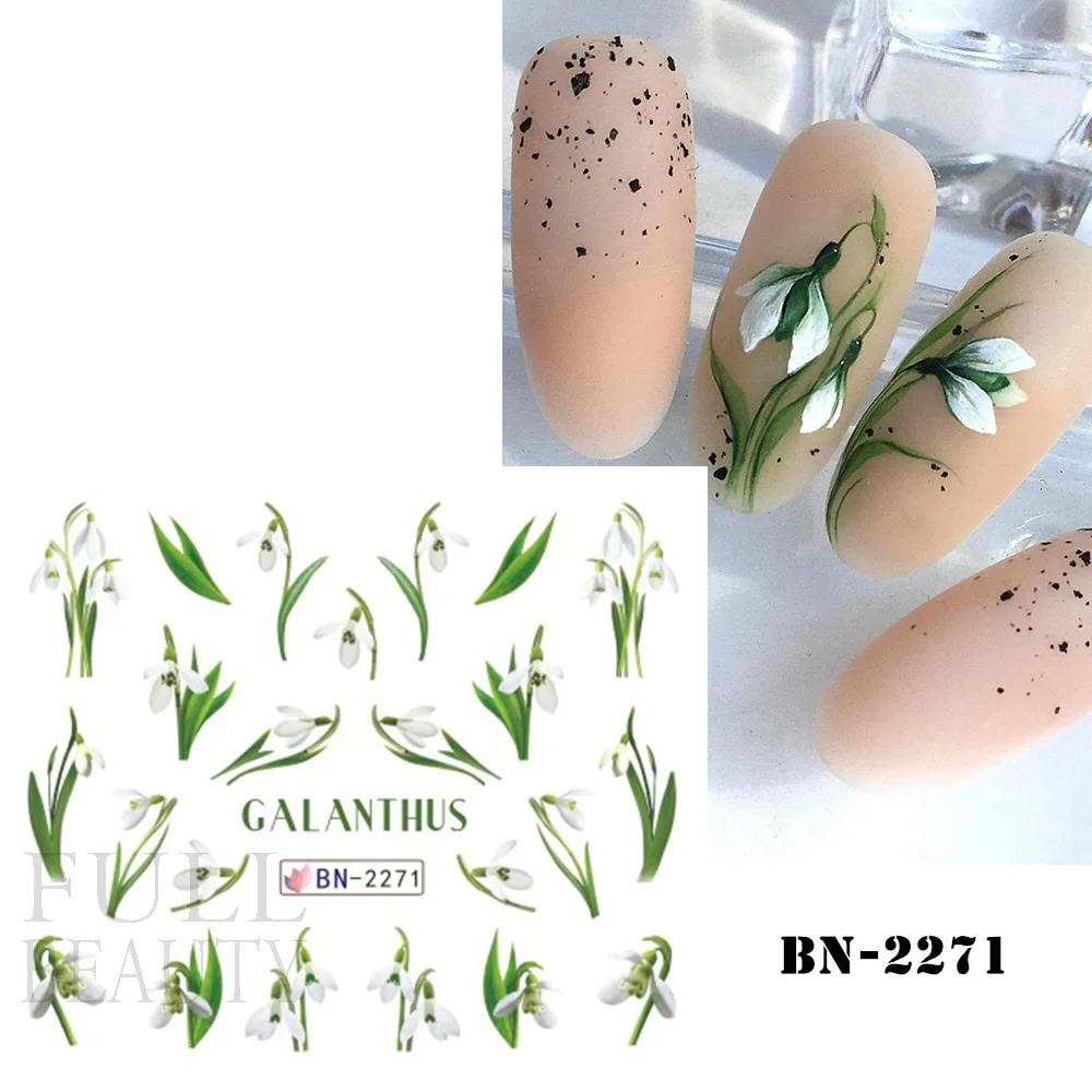 Churchf Nail Stickers Flowers Geometric Lines Decor Acrylic Embossed Sliders Gold Frame Nail Decals Cherry Blossom Manicure GLJI-5D05-Nail Inspo