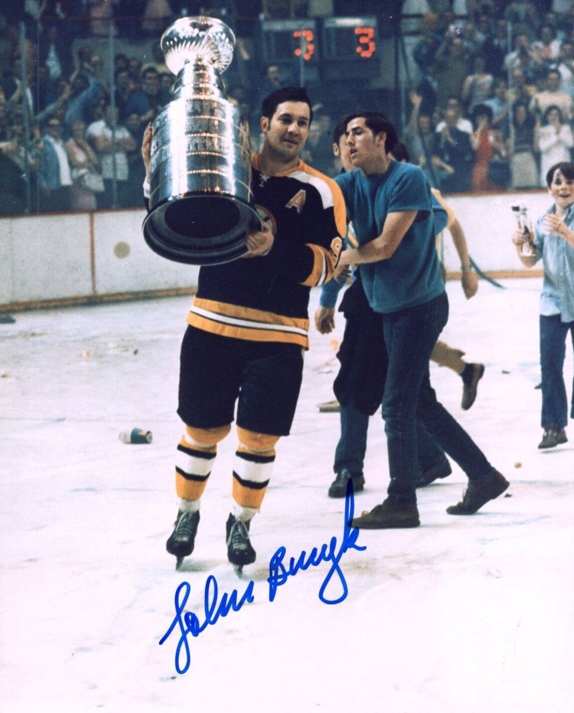 Johnny Bucyk Hockey HOF Boston Bruins Hand Signed Autograph 8x10 Photo Poster painting