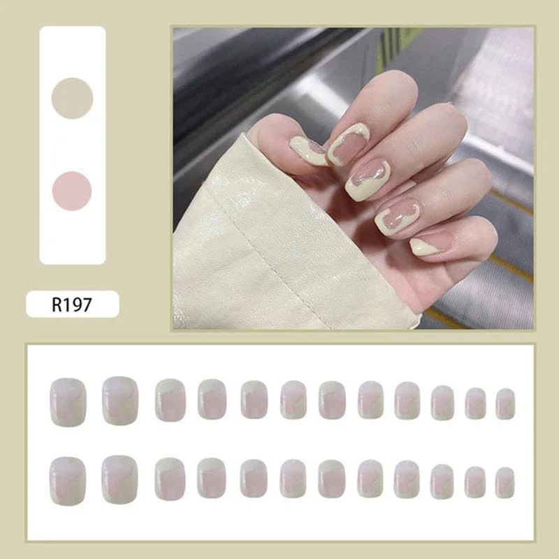 24pcs Multi-type Wear Short Paragraph Long Paragraph Fashion Manicure False Nails Full Cover Wearable Coffin Fake Nail Ballerina-Nail Inspo