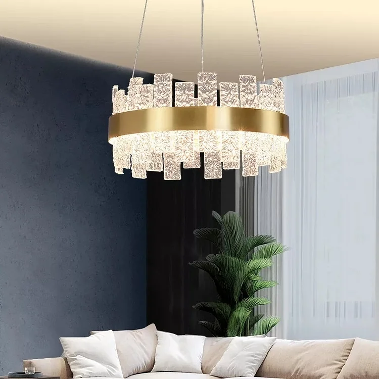 Modern Luxurious Glass Wide Led Round Chandelier Dining Room Light Vjlight