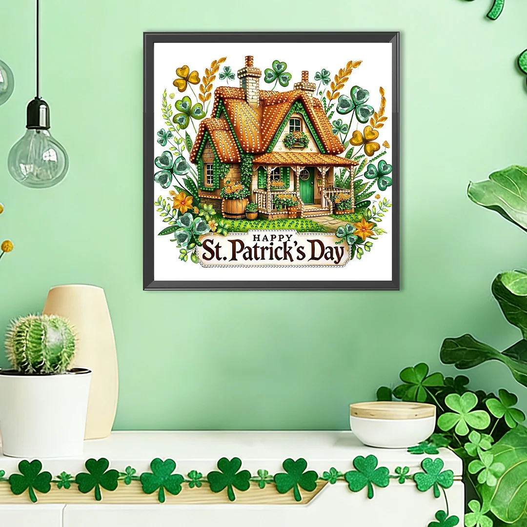St Patricks Day Special Shaped 5D DIY Partial Drill Diamonds Dots Gem Art Kits for Adults Beginners Home Decor Diamonds Paintings Gem Art 11.81 X11.81inch