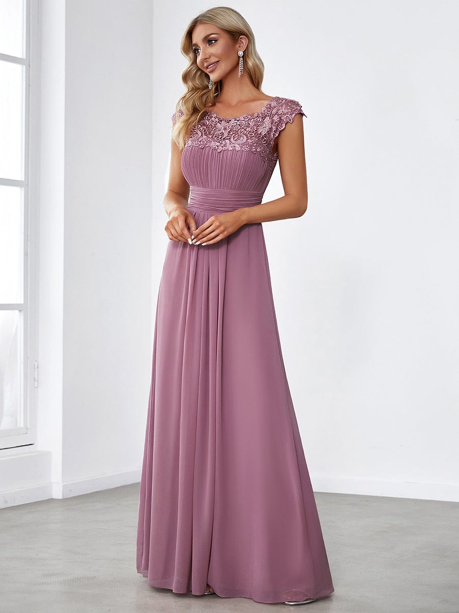 Sophisticated Lace Detail Evening Gown