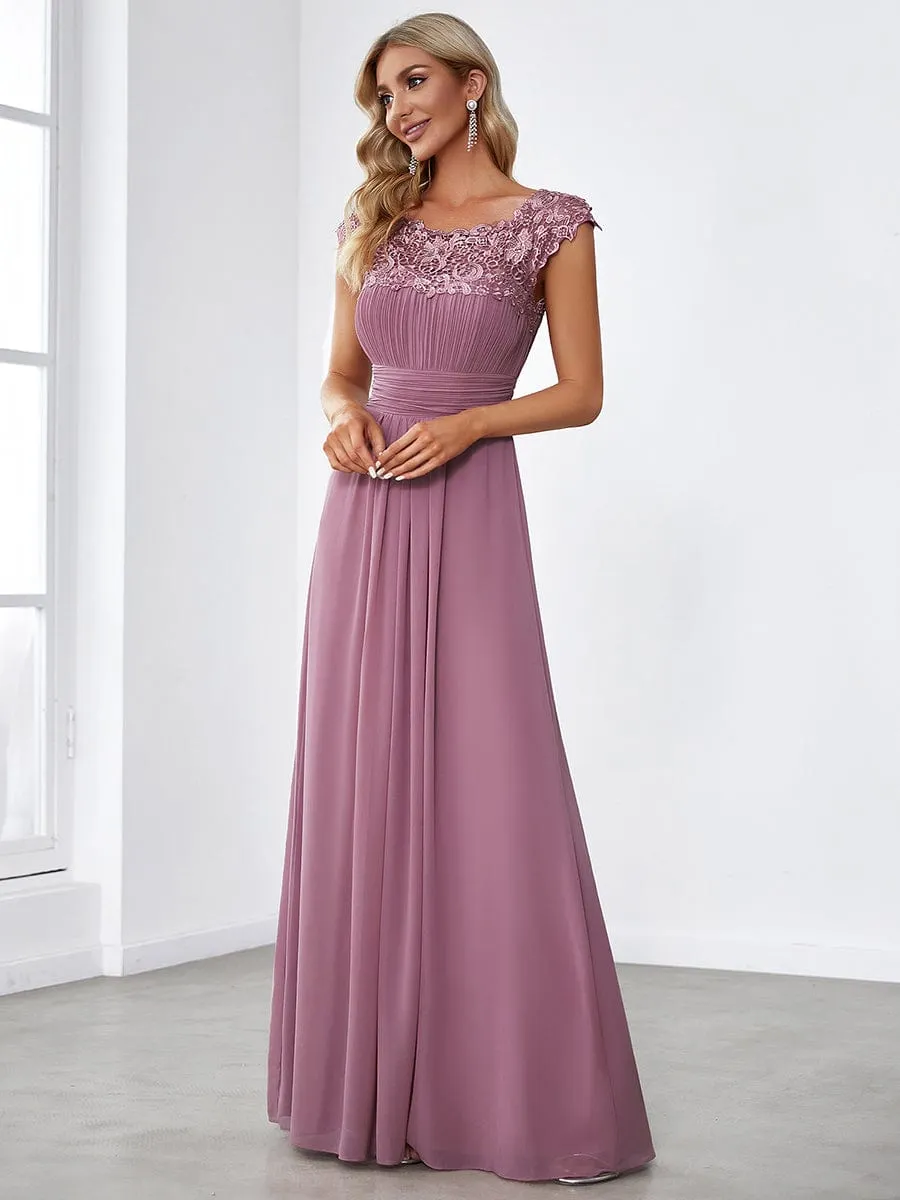 Sophisticated Lace Detail Evening Gown