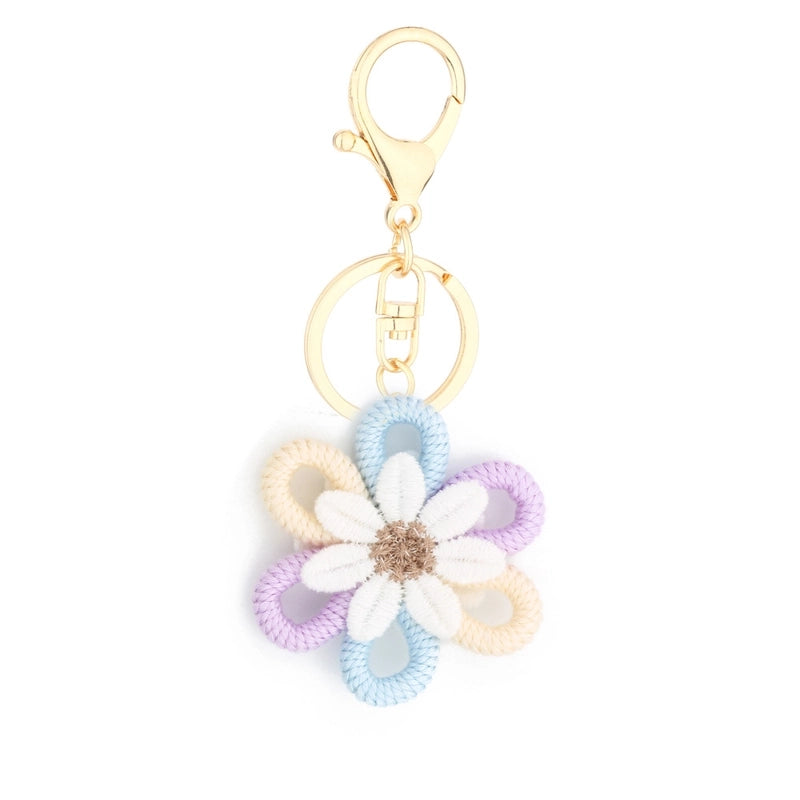 Cute Sweet Flower Yarn Metal Unisex Bag Pendant Keychain