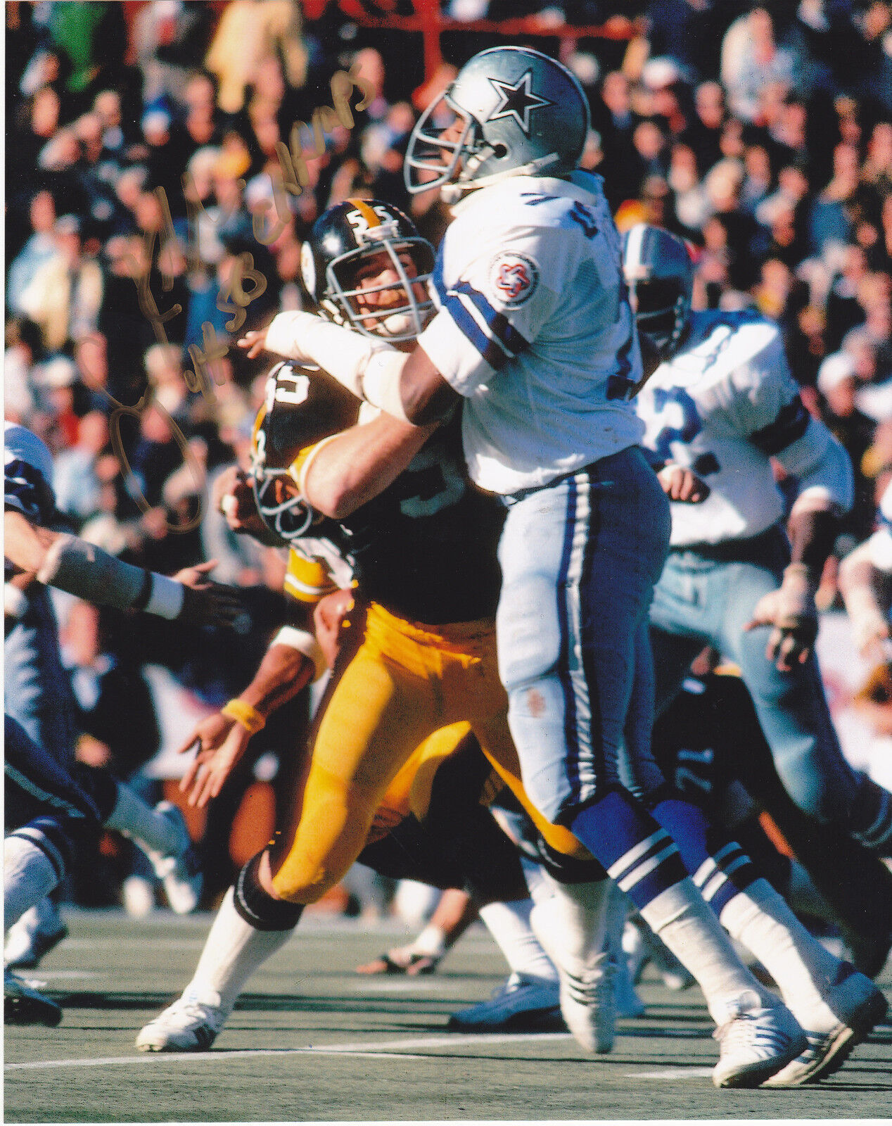 JON KOLB PITTSBURGH STEELERS 4 X SB CHAMPS ACTION SIGNED 8x10