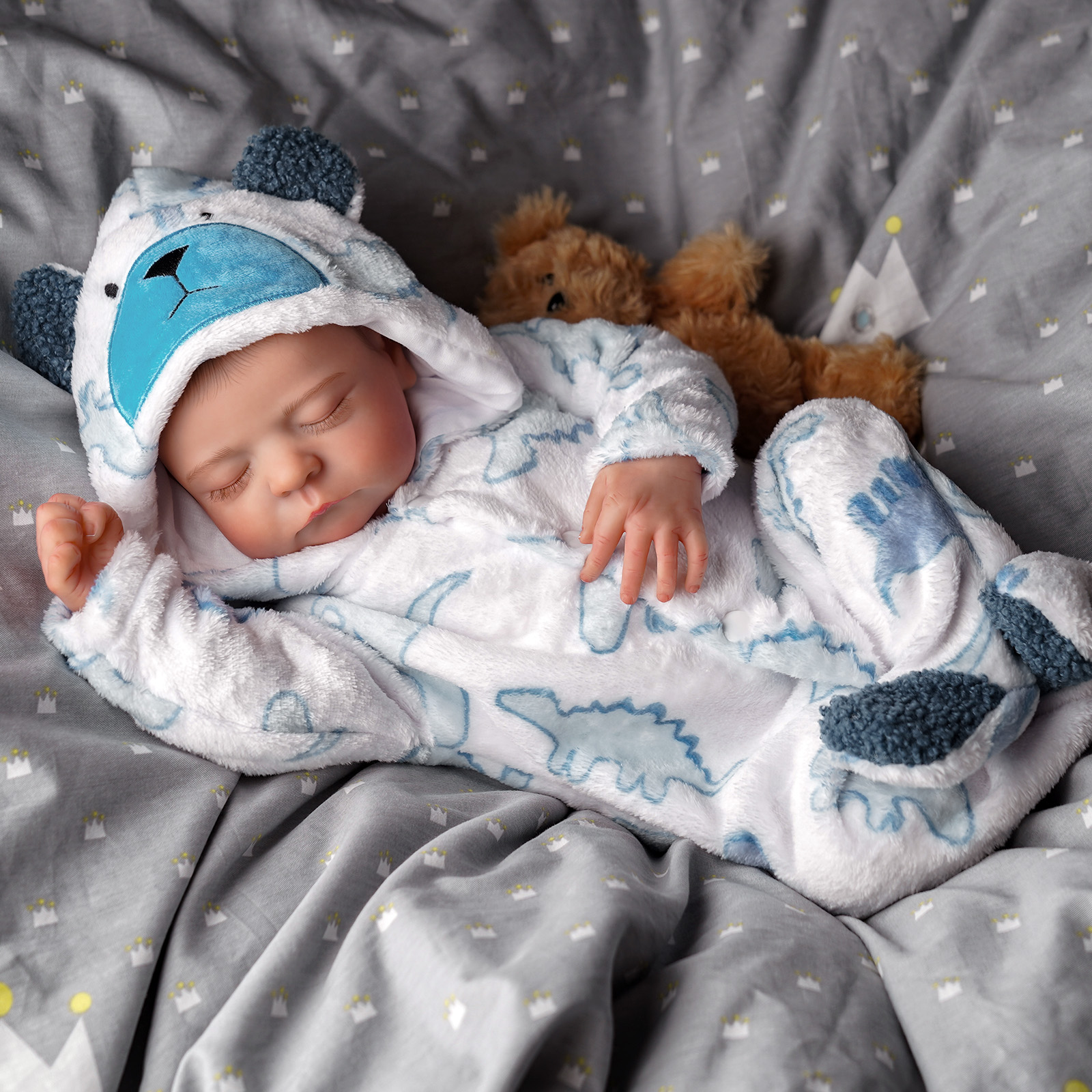 Babeside Sleeping Reborn Baby Noah 20'' Little Infant Boy Best Gift for Kids Blue-Heartbeat and Coos