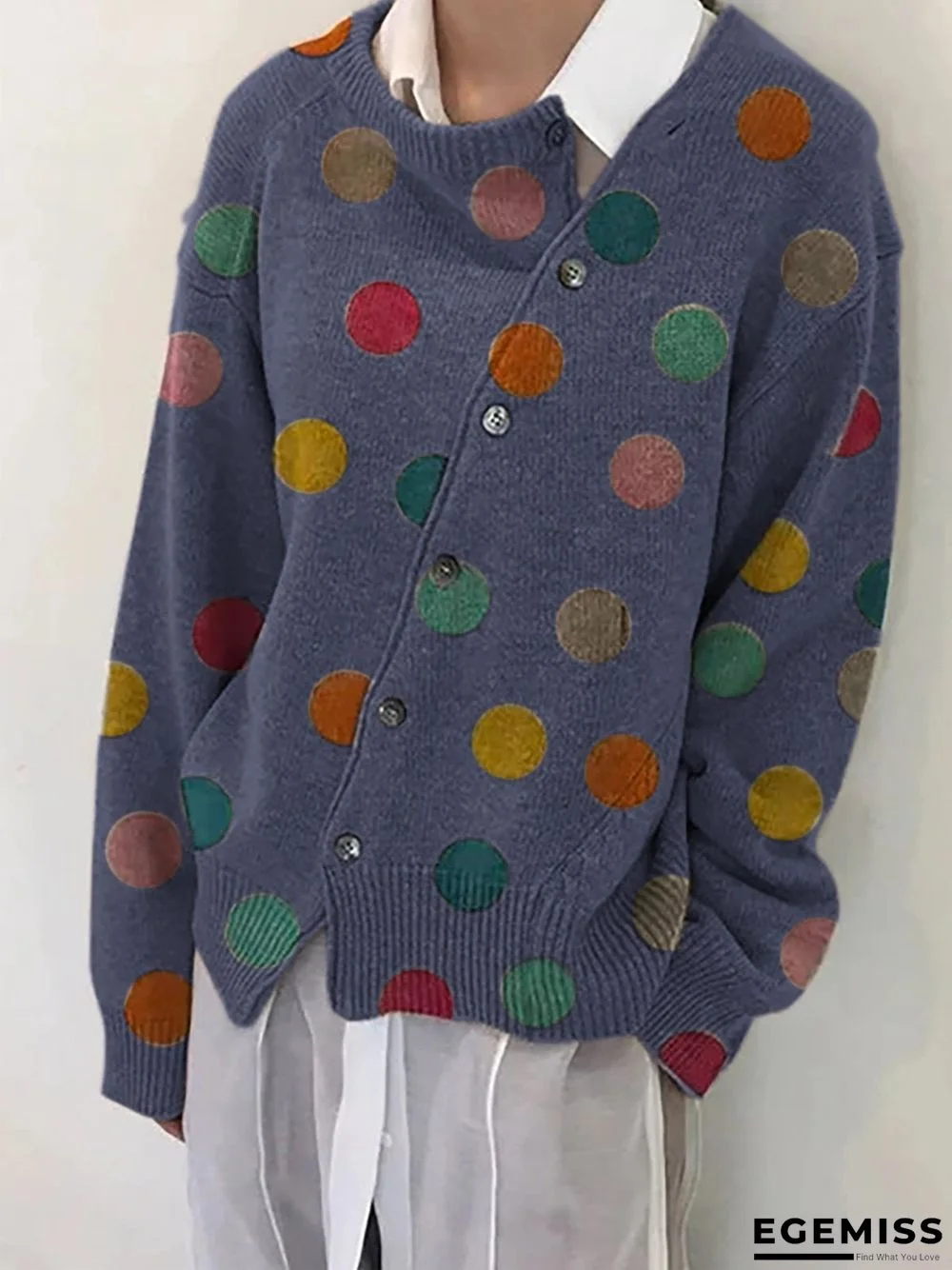 Acrylic Casual Polka Dots Sweater | EGEMISS