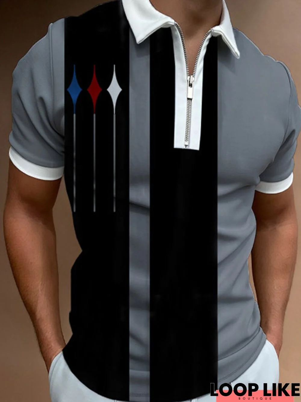 Men's Geometric Billiard Shirt POLO