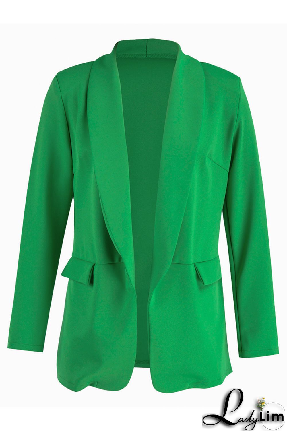 Green Fashion Casual Solid Patchwork Cardigan Turn-back Collar Outerwear