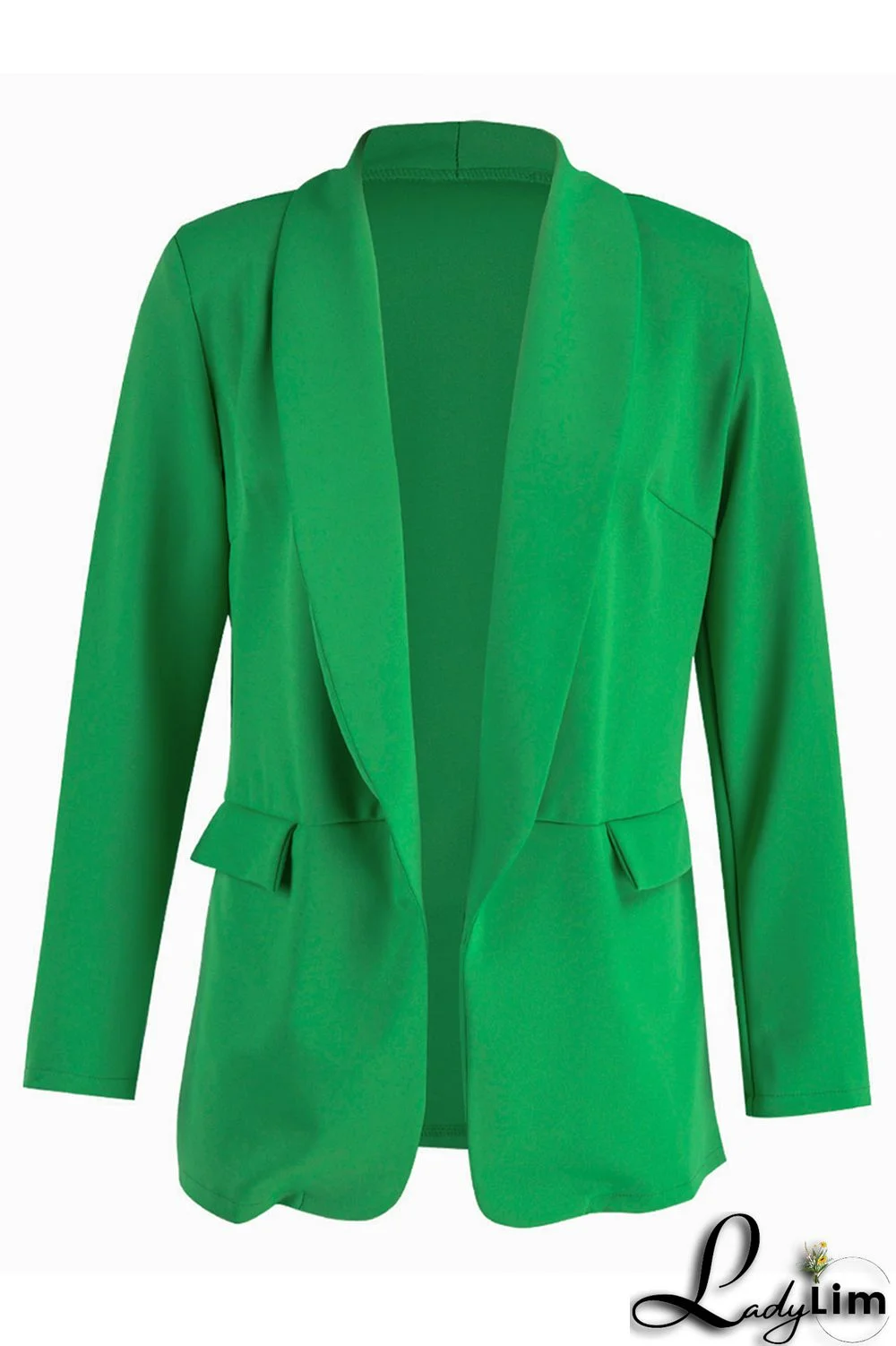 Green Fashion Casual Solid Patchwork Cardigan Turn-back Collar Outerwear