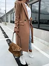 Fashion Solid Color Lapel Loose Long Sleeves Coat