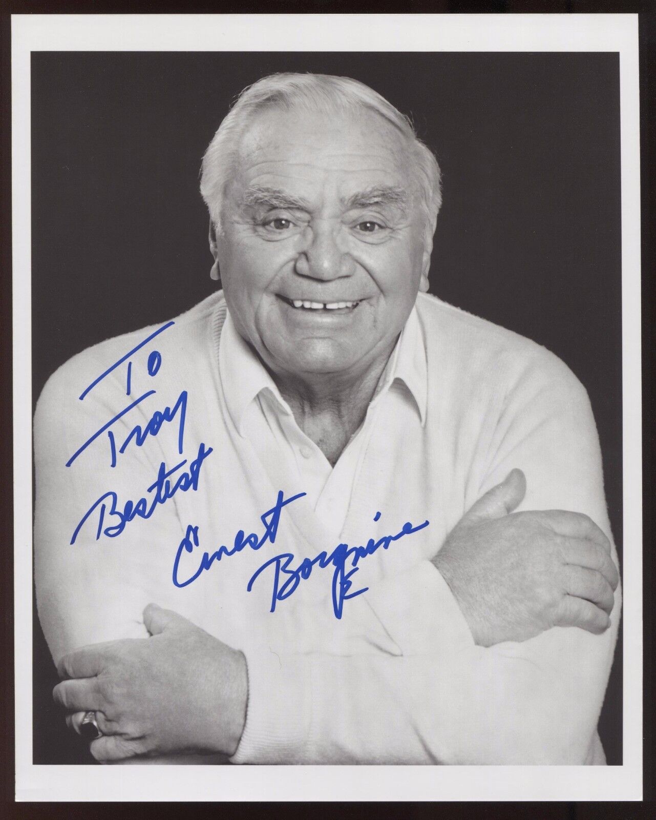 Ernest Borgnine Signed 8x10 Photo Poster painting Autographed Photo Poster paintinggraph Vintage Insc. To Troy