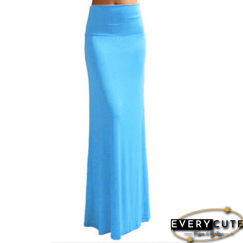 Women Summer Stretchy High Waist Skirt Bodycon Long Maxi Beach Skirt Casual