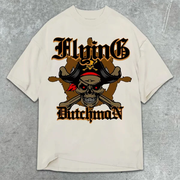 Captain Skull Graphic Print Short Sleeve T-Shirt