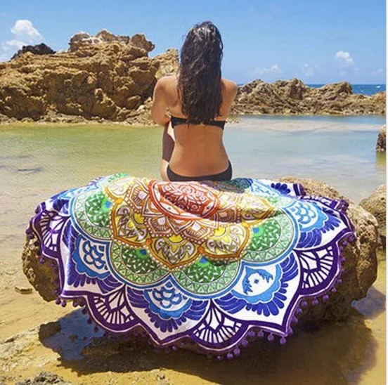 Polygon Balls Decoration Thin Yoga Carpet Sun shawl In Beach