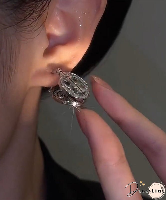 Modern Silk Metal Zircon Circle Drop Earrings