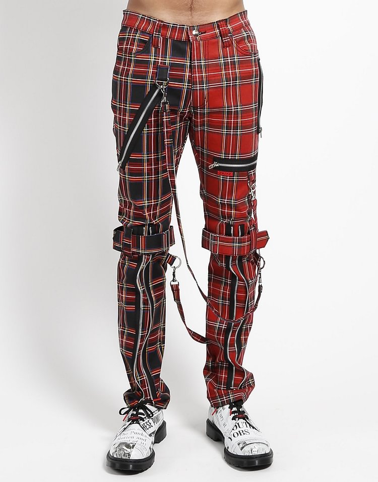 SPLIT LEG PLAID BONDAGE PANT