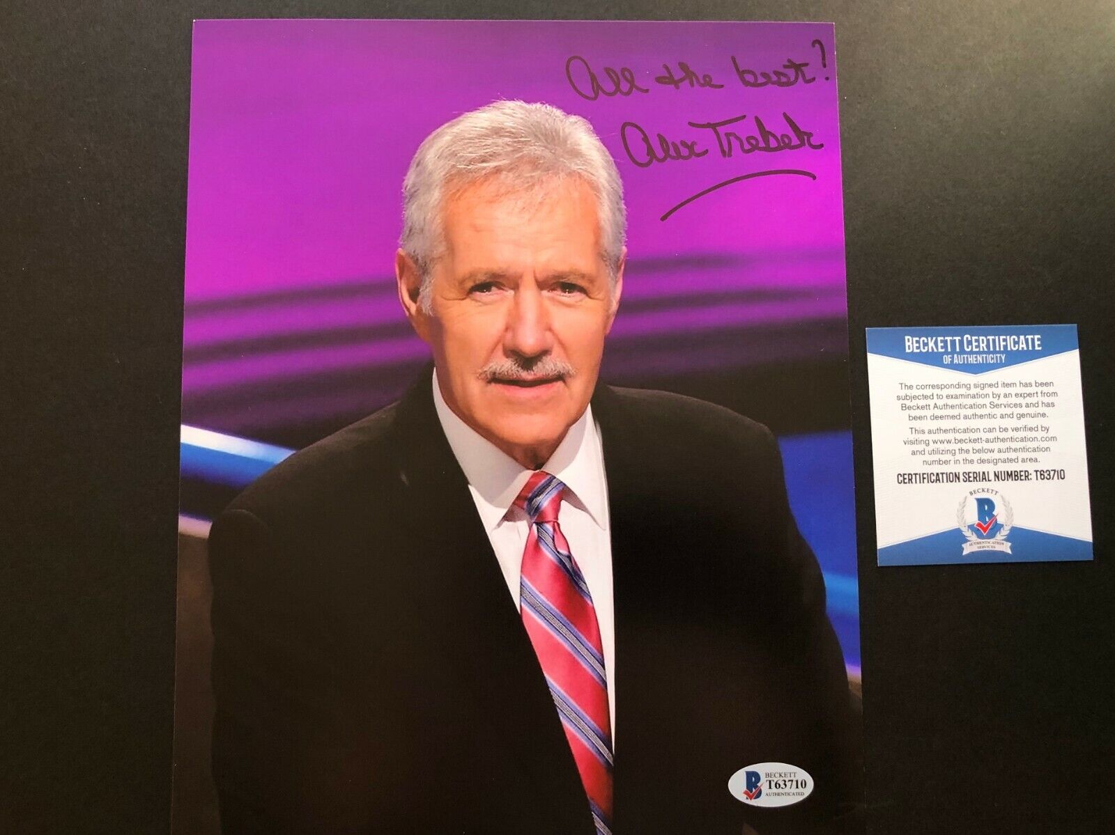 Alex Trebek Rare! signed autographed classic Jeopardy 8x10 Photo Poster painting Beckett BAS coa