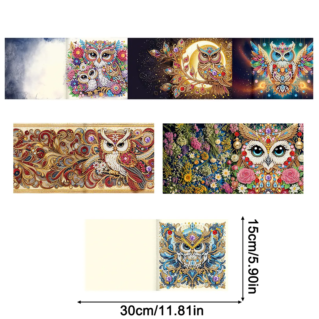 6pcs Owl DIY Diamond Painting Greeting Card Kits with Envelopes Diamond Art Greeting Cards Diamond Art Cards Kits for Adults DIY Crafts Family Friend Gifts