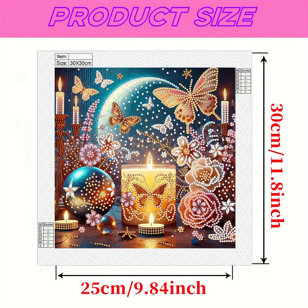 Flowers Candle - Diamond Painting - Partial Special Shaped Drill(Canvas|30*30cm)