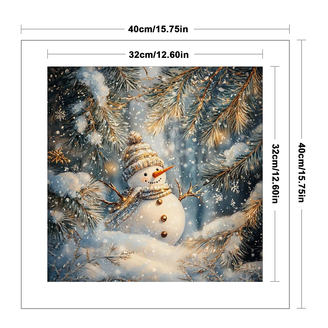 Xmas Gold Snowman Scenery Full 14CT 2 Strands DIY Counted Cross Stitch 40x40cm