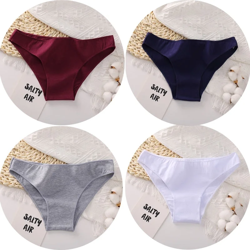 4PCS/Set Women Cotton Panties Sexy Low Waist Female Underpants Solid Elasticity Comfortable Underwear Women Panty Lingerie M-XXL
