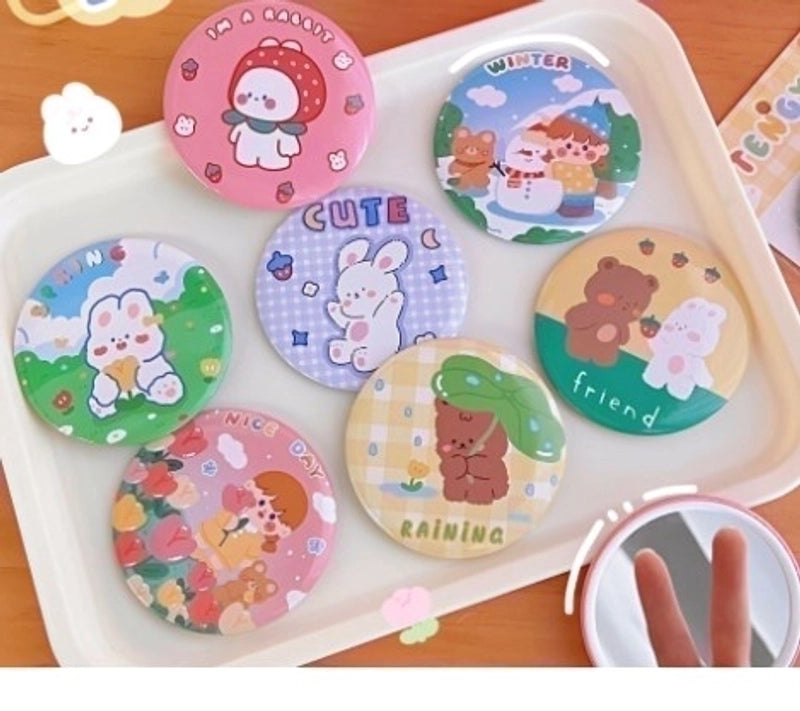 Cute Cartoon Plastic Glass Mirror 1 Piece