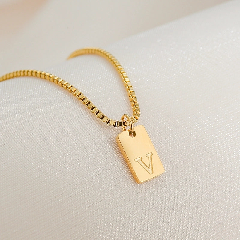 Minimalist Letter 304 Stainless Steel 18K Gold Plated Pendant Necklace