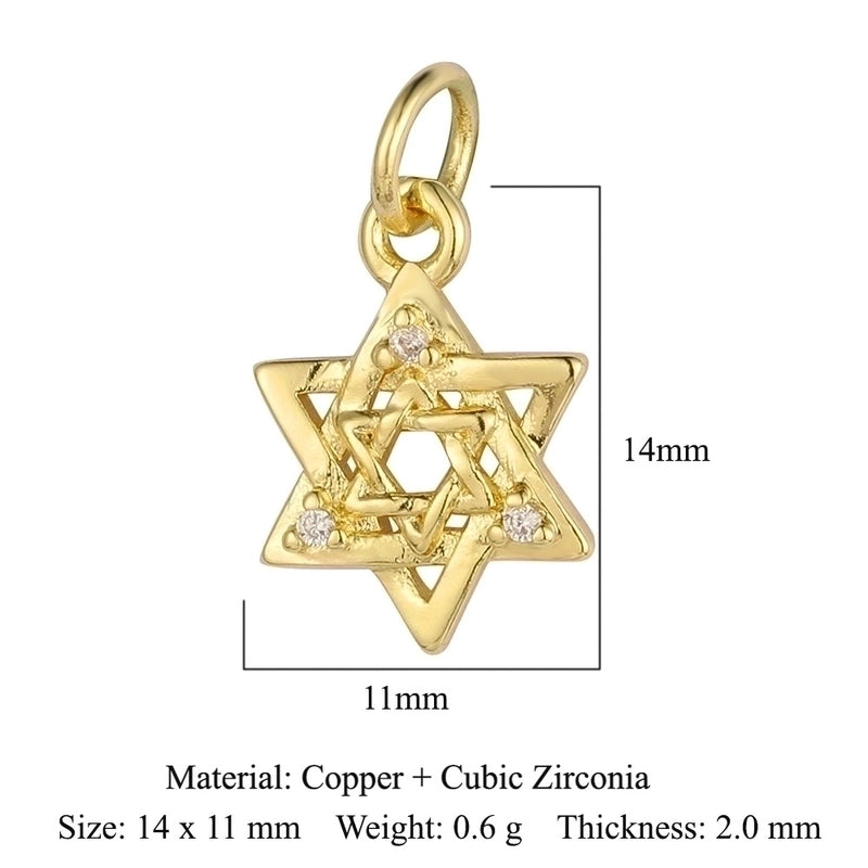 3 Pieces Sweet Pentagram Heart Shape Copper Plating Inlay Zircon 18k Gold Plated Charms Jewelry Accessories