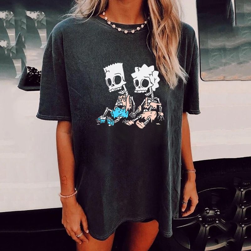   Black skull print casual T-shirt designer - Neojana