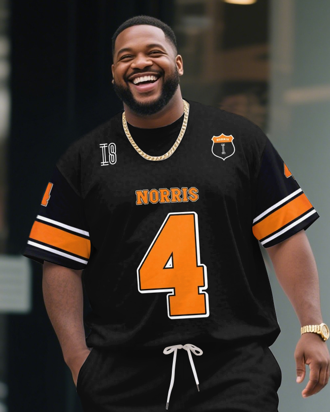 Men's Plus Size Lando Norris McLaren F1 Football Jersey T-Shirt Shorts Suit