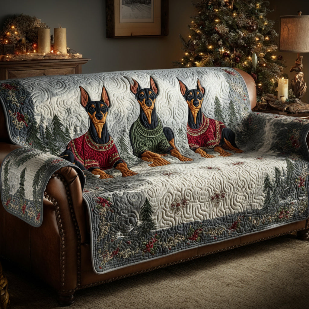 Winter Doberman Quilted Sofa Cover NCU0HH1218 everthome