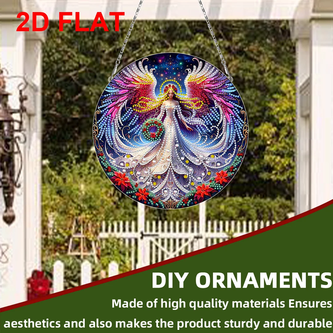 2D Flat DIY Xmas Angel Diamond Art Pendant Double-Sided Diamond Painting Set