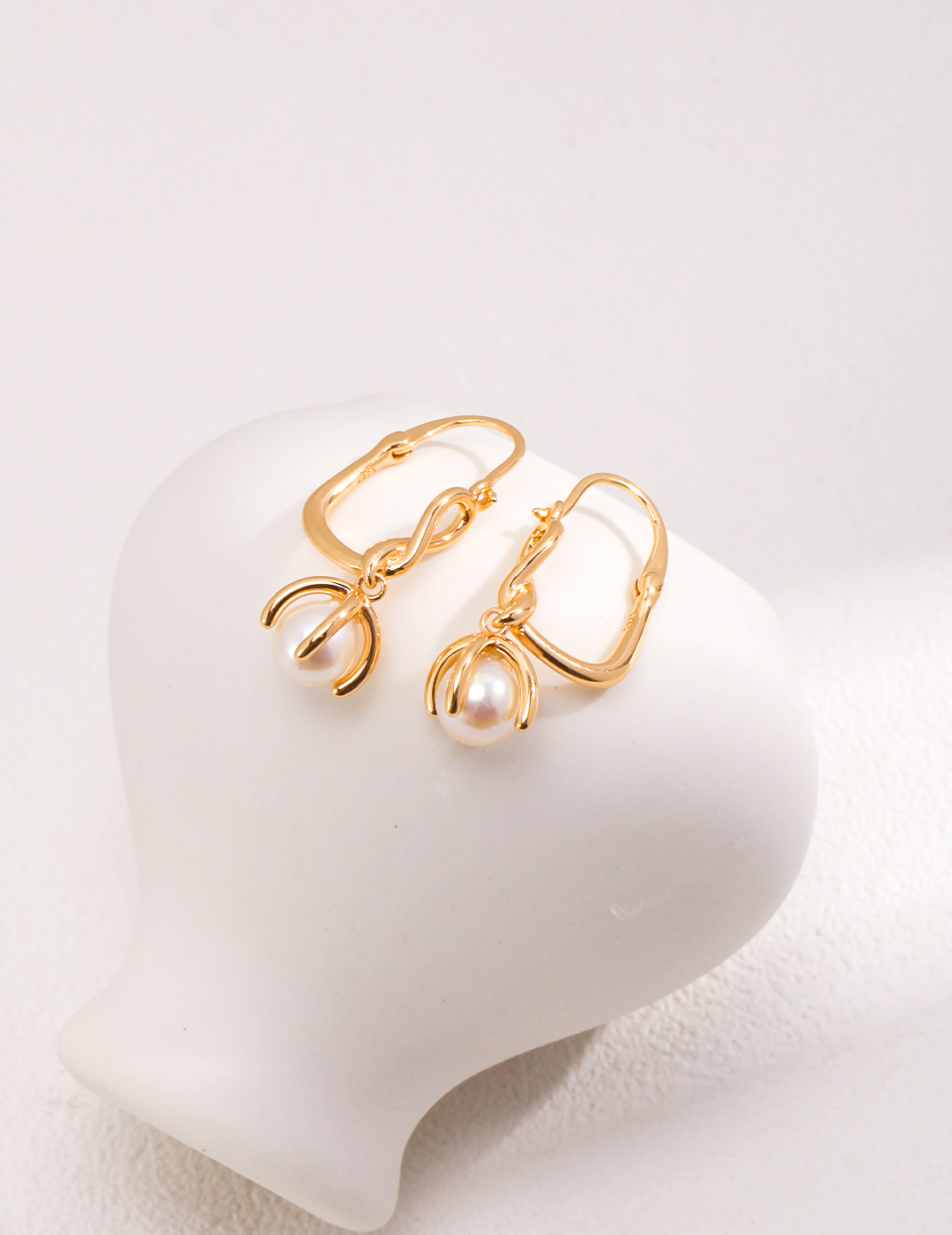 Sculptural Pearl Drop Earrings