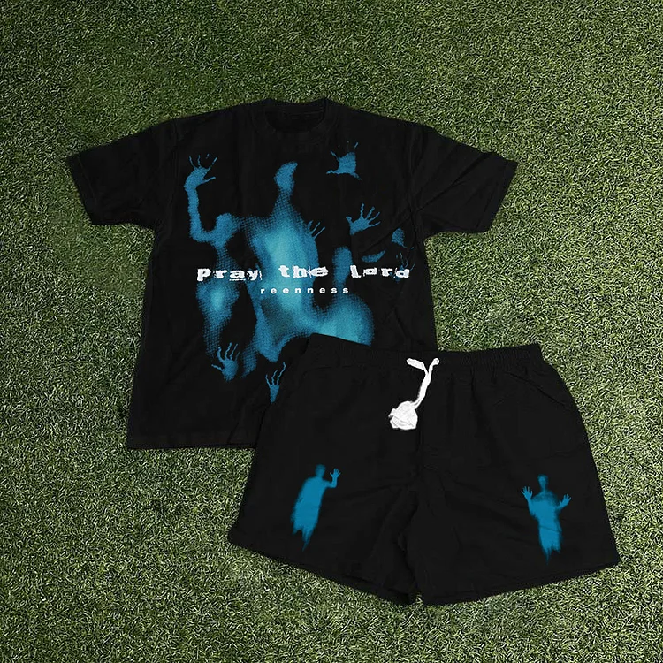 Aelfric Eden Abstraction Shadow Print T-Shirt And Mesh Shorts Co-Ord