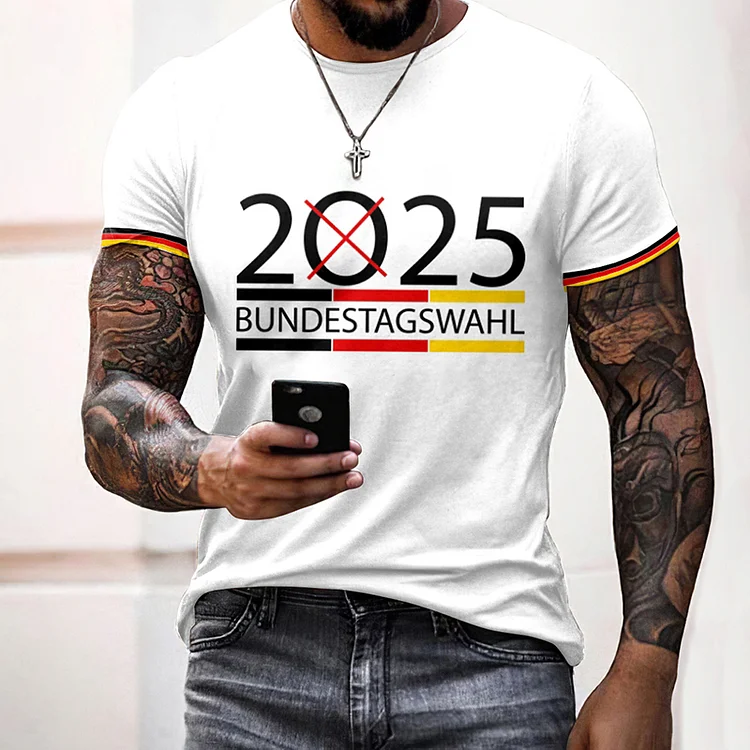 Simpfit Kurzärmliges T-Shirt mit „Make Germany Great Again 2025“-Aufdruck für Herren