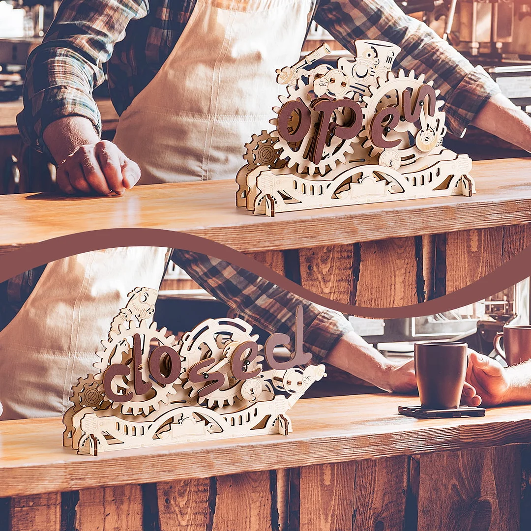 3D Wooden Puzzle Open Closed Sign - A Fun and Quirky Way to Attract ...