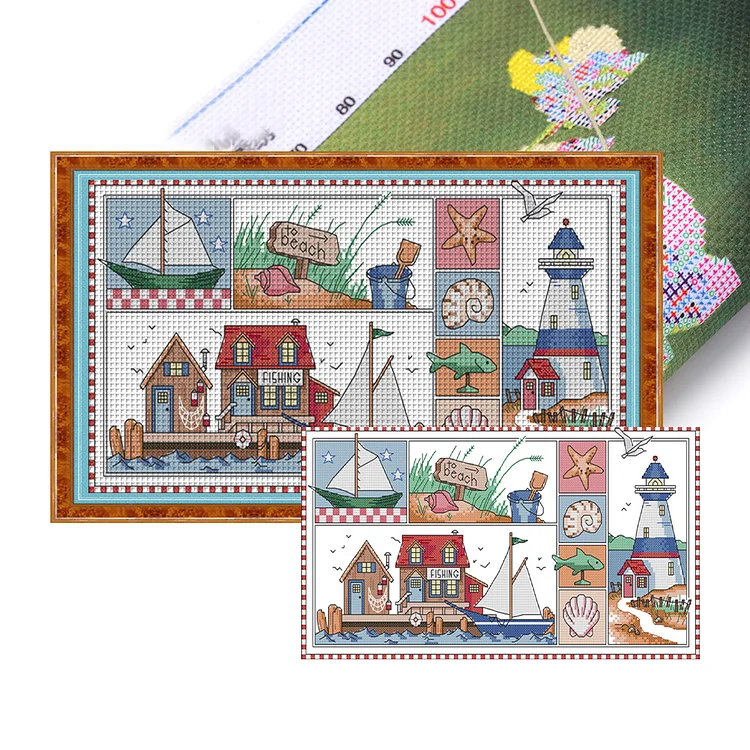 『Joy Sunday』Seaside Scenery - 14CT Stamped Cross Stitch(41*25cm)