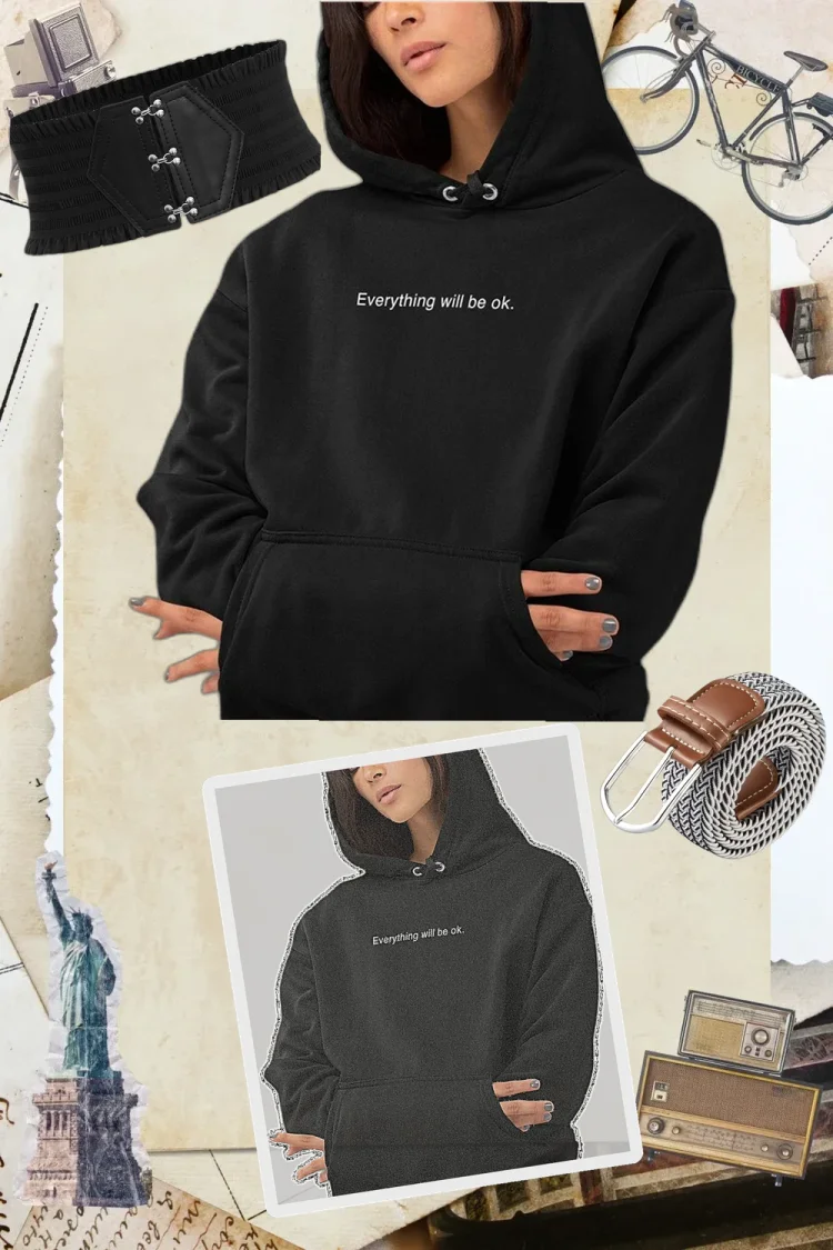 90s Retro Mental Health Hoodie: Oversized Black Sweatshirt for Fall & Winter