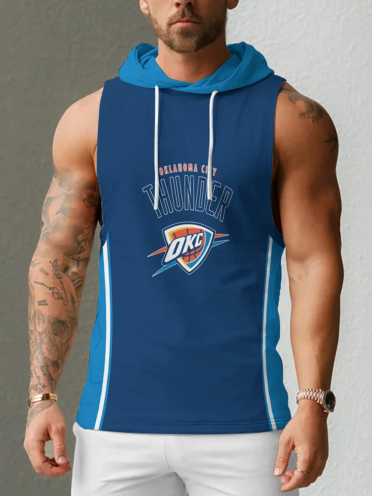 Oklahoma City Thunder Men's Casual Comfy Sleeveless Hooded Tank Top
