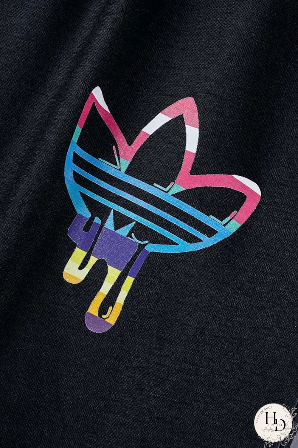 Black Casual Gradual Change Print Basic O Neck Short Sleeve Two Pieces