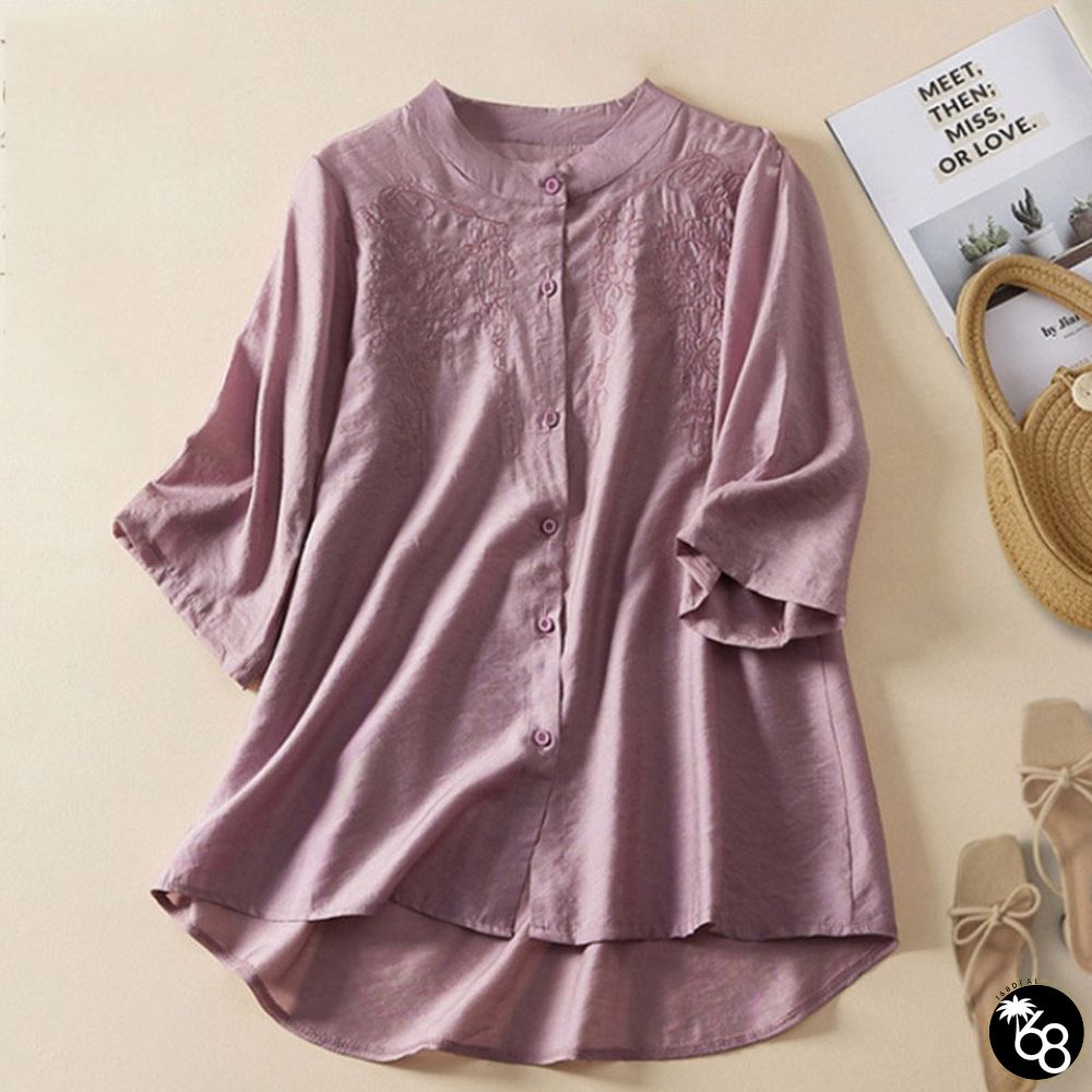 Chic Flowers Embroidery Loose Shirt | 168DEAL