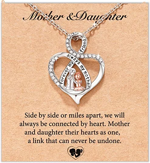 For Daughter - S925 We Will Always be Connected by Heart Infinity Heart Necklace